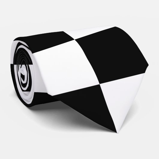 Schwarz-Weiß-Karo Krawatte (Gerollt)