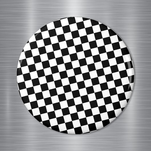 Schwarz-Weiß-Karo Magnet