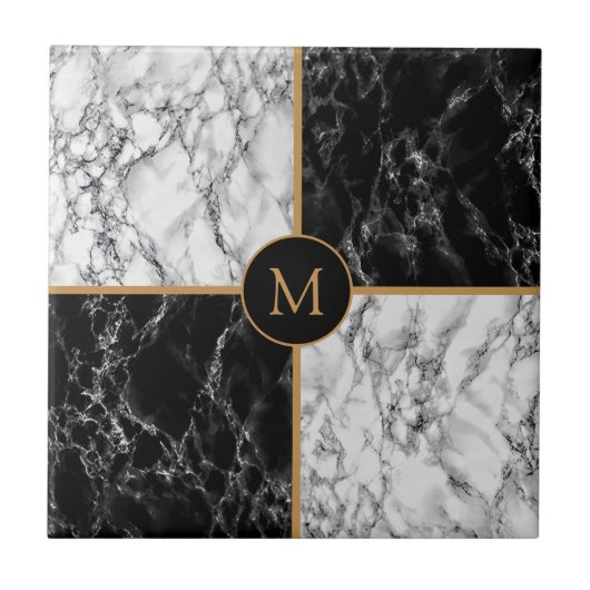 Schwarz-Weiß-Karo-Marmor - individuell anpassbar - Fliese (Vorderseite)
