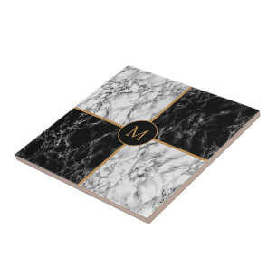 Schwarz-Weiß-Karo-Marmor - individuell anpassbar - Fliese