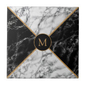 Schwarz-Weiß-Karo-Marmor - individuell einstellbar Fliese (Vorderseite)