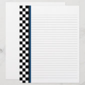 Schwarz-Weiß-Karo mit Blauer Akzent-Binder (Vorne/Hinten)