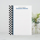 Schwarz-Weiß-Karo mit Blue-Accent-Rezept-Seite (Stehend Vorderseite)