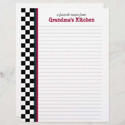Schwarz-Weiß-Karo mit Red Accent Recipe (Vorne/Hinten)