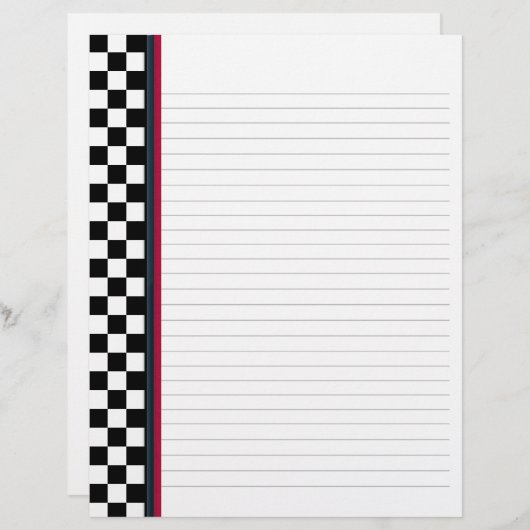 Schwarz-Weiß-Karo mit Rotakzent-Binder-Papier (Vorne/Hinten)