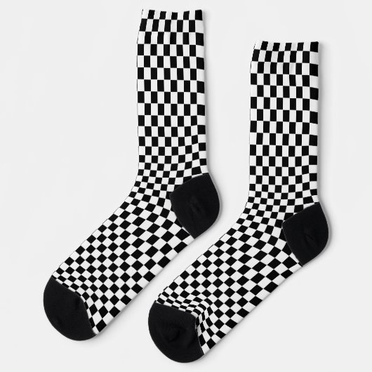 Schwarz + Weiß Karo Mode Socken (Linkes Detail)