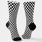 Schwarz + Weiß Karo Mode Socken (Gewinkelt)