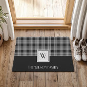 Schwarz-Weiß-Karo-Monogramm Fußmatte