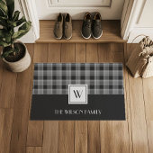 Schwarz-Weiß-Karo-Monogramm Fußmatte