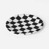 Schwarz-Weiß-Karo-Muster Pappteller (Schrägansicht)