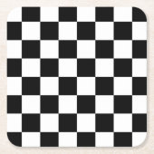 Schwarz-Weiß-Karo-Muster Rechteckiger Pappuntersetzer (Vorderseite)