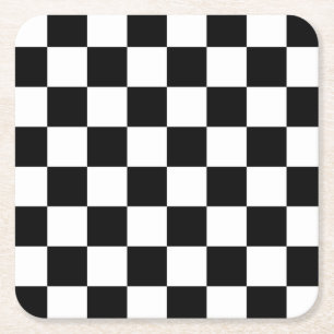 Schwarz-Weiß-Karo-Muster Rechteckiger Pappuntersetzer