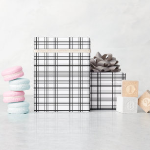Schwarz-Weiß-Karo-Tartan Geschenkpapier