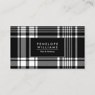 Schwarz-Weiß-Karo-Tartan Visitenkarte