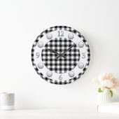 Schwarz-Weiß-Karo-Wandleuchte Große Wanduhr (Zuhause)