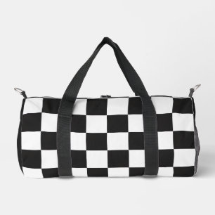 Schwarz-Weiß-Karomuster Klassiker Duffle Bag