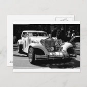 Schwarz-Weiß-Karte des Retro-Autos Excalibur Postkarte (Vorne/Hinten)