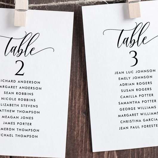 Schwarz-Weiß-Karten, Sitzplan-Karten mit Gästennam