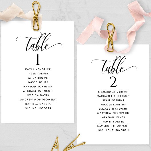 Schwarz-Weiß-Karten, Sitzplan-Karten mit Gästennam