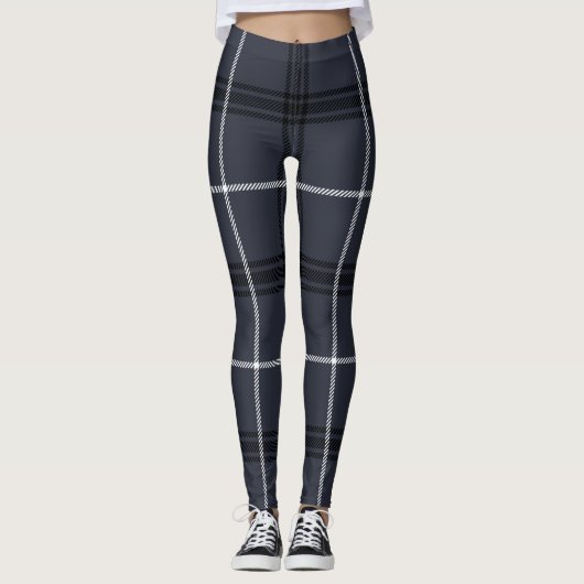 Schwarz, Weiß, Karton, Grau, Tartan; Pla Leggings (Vorderseite)