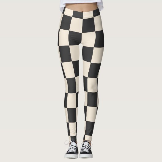 Schwarz-Weiß-Karton Leggings (Vorderseite)