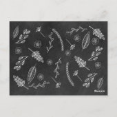 Schwarz-Weiß-Karton mit Blumenmuster Save the Date Postkarte (Rückseite)