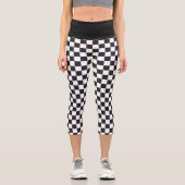 Schwarz-Weiß-Karton-Muster Capri Leggings (Vorderseite)