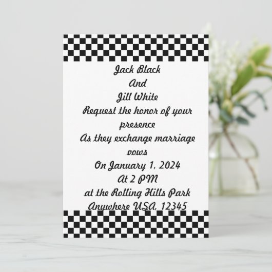 Schwarz-Weiß-Karton-Muster Einladung (Stehend Vorderseite)