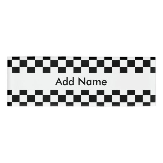 Schwarz-Weiß-Karton-Muster Namenschild (Vorderseite)