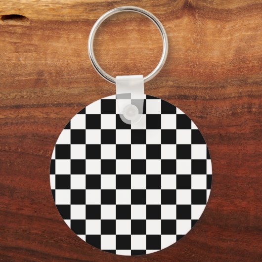 Schwarz-Weiß-Karton-Muster Schlüsselanhänger (Vorderseite)