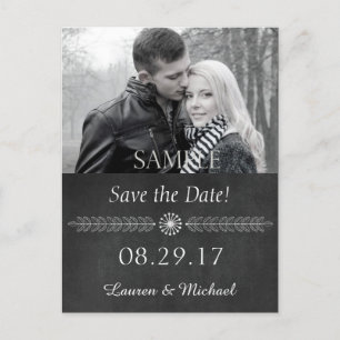 Schwarz-Weiß-Karton Save the Date Ankündigungspostkarte