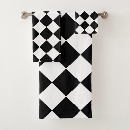 Schwarz-Weiß-Karton-Sichtflaggendesign Badhandtuch Set (Insitu)