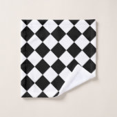 Schwarz-Weiß-Karton-Sichtflaggendesign Badhandtuch Set (Waschlappen)