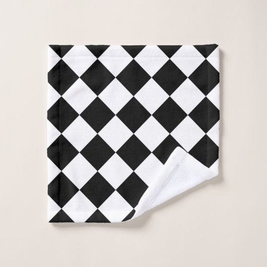 Schwarz-Weiß-Karton-Sichtflaggendesign Badhandtuch Set (Waschlappen)