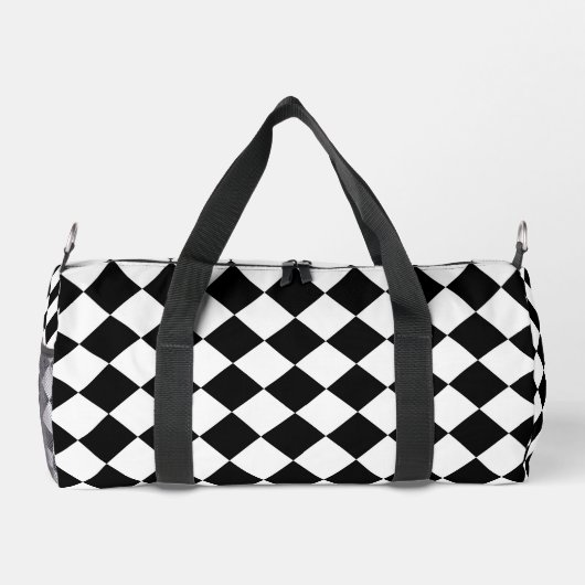 Schwarz-Weiß-Karton-Sichtflaggendesign Duffle Bag (Rückseite)