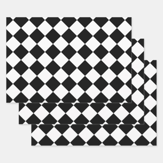 Schwarz-Weiß-Karton-Sichtflaggendesign Geschenkpapier Set (Set)