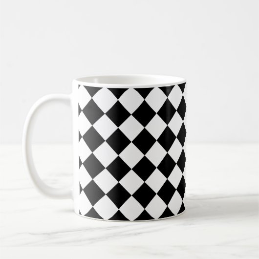 Schwarz-Weiß-Karton-Sichtflaggendesign Kaffeetasse (Links)