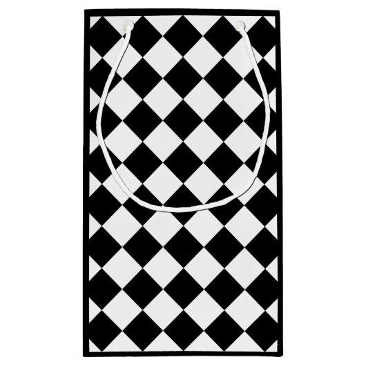 Schwarz-Weiß-Karton-Sichtflaggendesign Kleine Geschenktüte (Rückseite)