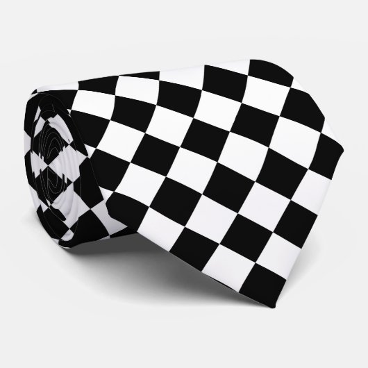 Schwarz-Weiß-Karton-Sichtflaggendesign Krawatte (Gerollt)