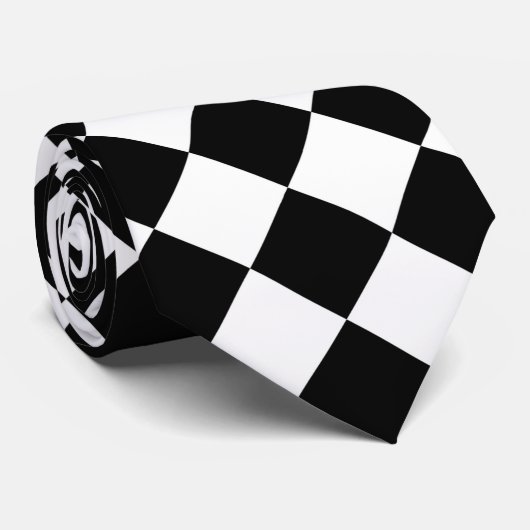 Schwarz-Weiß-Karton-Sichtflaggendesign Krawatte (Gerollt)