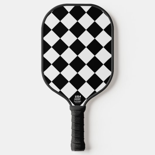 Schwarz-Weiß-Karton-Sichtflaggendesign Pickleball Schläger (Vorderseite)