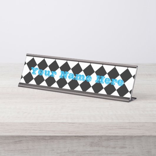 Schwarz-Weiß-Karton-Sichtflaggendesign Schreibtischnamensplakette (Vorderseite )