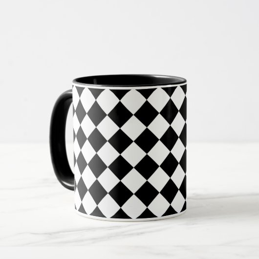 Schwarz-Weiß-Karton-Sichtflaggendesign Tasse (Vorderseite Links)