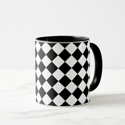 Schwarz-Weiß-Karton-Sichtflaggendesign Tasse (VorderseiteRechts)