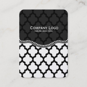 Schwarz-Weiß-Kat-Quatrefolie Modernes Muster Visitenkarte