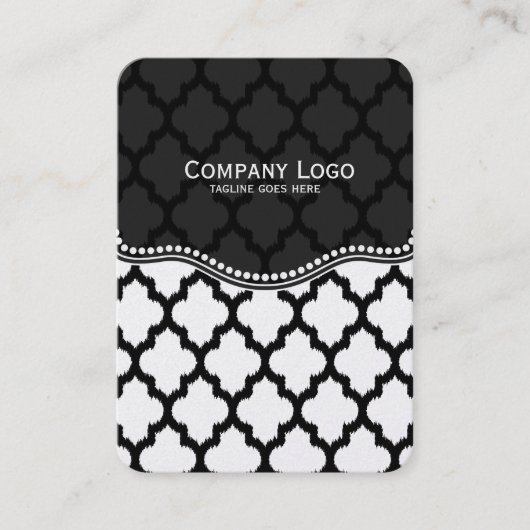 Schwarz-Weiß-Kat-Quatrefolie Modernes Muster Visitenkarte (Vorderseite)