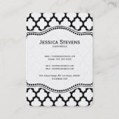 Schwarz-Weiß-Kat-Quatrefolie Modernes Muster Visitenkarte (Rückseite)