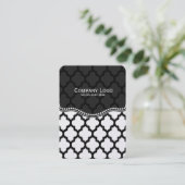 Schwarz-Weiß-Kat-Quatrefolie Modernes Muster Visitenkarte (Stehend Vorderseite)