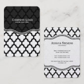 Schwarz-Weiß-Kat-Quatrefolie Modernes Muster Visitenkarte (Vorne/Hinten)