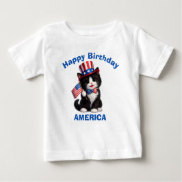 Schwarz-weiß-Kätzchen (1e) Patriotisches Kinder-T- Baby T-shirt